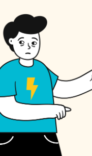 Person in cyan shirt with lightning bolt